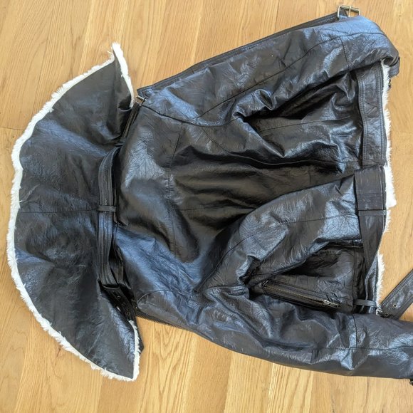 ❤️🔥FANTASTIC Vintage Leather & Fur Lined Hooded Bomber Jacket - Picture 3 of 6